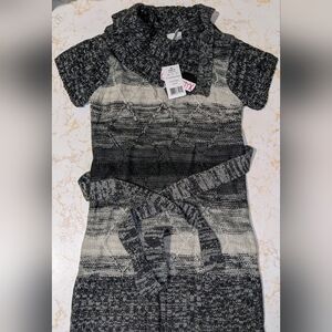 Cherry Stix Girls Gray Knit Sweater Dress with Belt